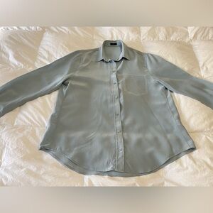 JOSEPH Silk Long Sleeve Button Up Shirt~ Faux Pocket Detail~ Light Blue SZ 42.